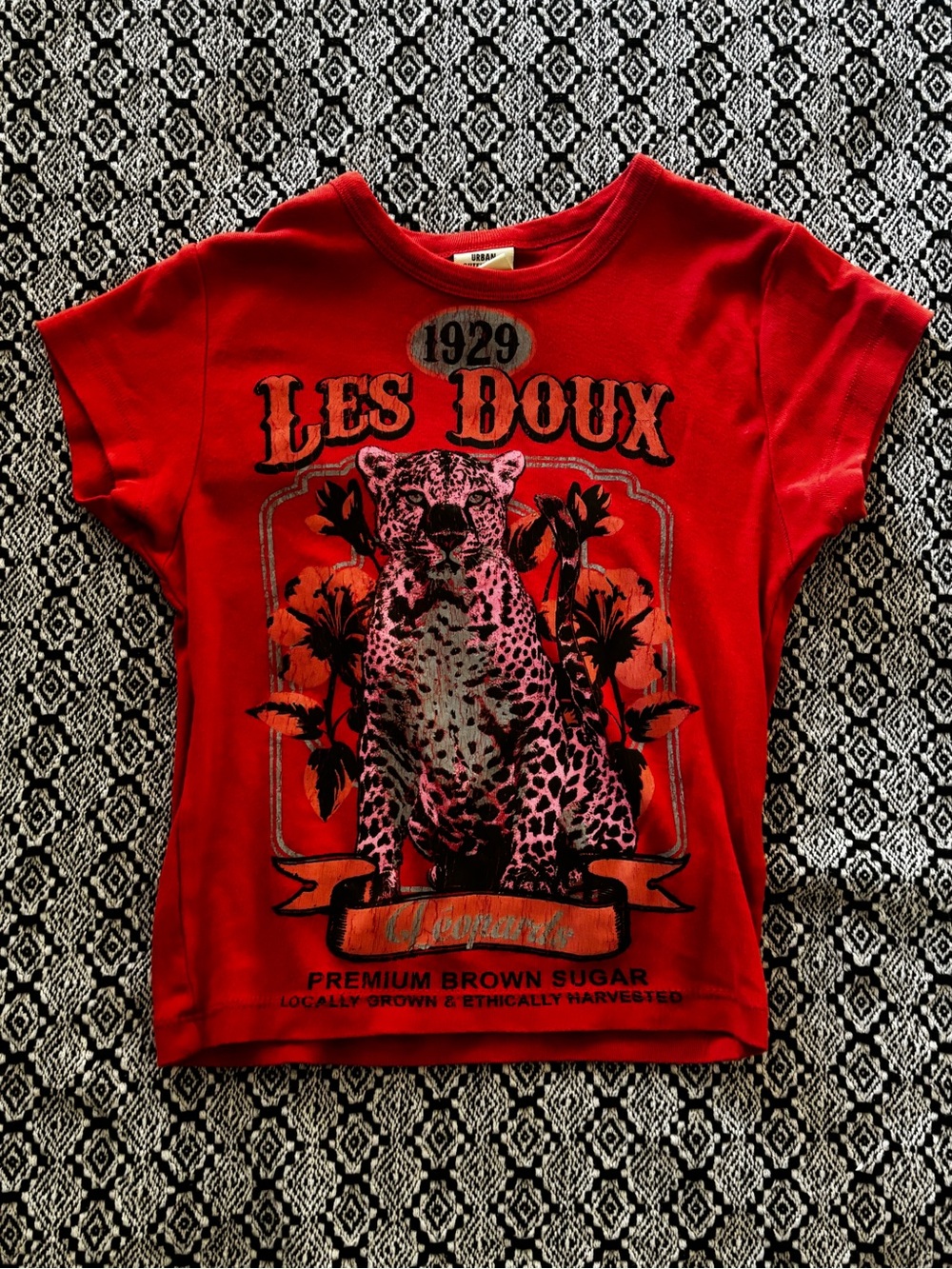 Urban Outfitters Red Leopard Graphic Short-Sleeve Tee